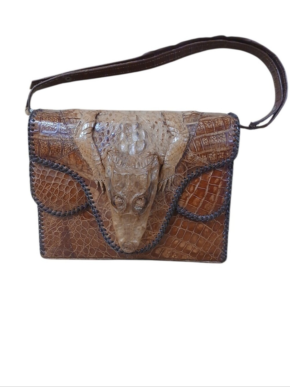 Vintage Exotic Taxidermy Baby Alligator Shoulder Bag 1940s